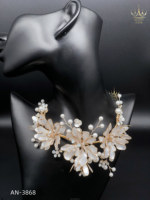 Offre Spéciale luxe mariée Tiata strass perle florale en ivoire casque mariage mariée à la main cheveux accessoires pour les femmes