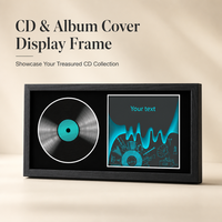 Boîte de présentation minimaliste noire pour CD avec façade en acrylique transparente, cadre de présentation pour album, à poser au mur ou sur un bureau
