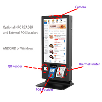 Quiosco de pago de autoservicio de comida rápida de 21,5 pulgadas, máquina de soporte de suelo, quiosco de pantalla táctil automático interactivo con software POS