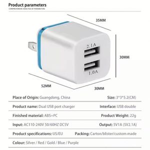 5V 2.1A Dual USB Ports Home Travel Wall Charger <b>Power</b> <b>Adapter</b> for Mobile Phone - Product Image 4