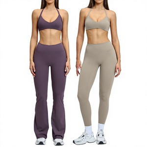Custom Activewear Manufacturer Fitness Yoga Wear Backless Workout Halter Sports Bra High Waist Leggings Women Gym Fitness Sets - Product Image 1