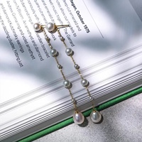 Boucles d'oreilles pendantes en argent sterling S925 avec perles d'eau douce naturelles, design de niche léger et luxueux, motif étoilé, pour femme