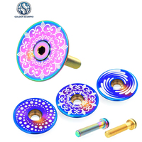 Headset Top Cap 28.6mm Titanium Alloy untuk Kokpit Sepeda, Suku Cadang Kemudi dan Upgrade