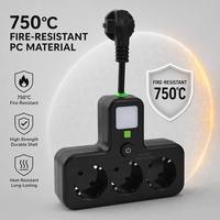 Adaptateur de prise domestique en cuivre de style européen, personnalisé en usine, vente en gros, un vers trois, avec interrupteur de contrôle total