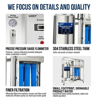 Système de traitement d'eau par osmose inverse commercial 250 LPH, machine de filtration d'eau potable pure avec moniteur TDS