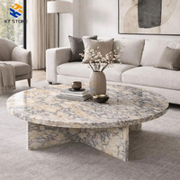 Table basse ronde en marbre Calacatta Viola, design simple, style décoratif personnalisé, vente en gros