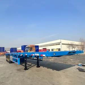 En iyi fiyat 30 40 50 Ton 2 3 4 akslar Flatbed yarı kamyon konteyneri römork 48 Ft 40 Ft 20 Ft düz platformlu römork