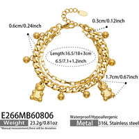 Bracelet à maillons en acier inoxydable plaqué or 18 carats avec pendentif ours, style tendance et cool européen et américain pour femme