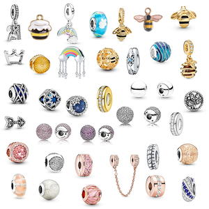 Dijes de Abeja de Plata de Ley S925 Chapados en Oro de Estilo Europeo de Lujo de Diseñador 2025 - Colgantes de Circonita para Pulseras, Fabricación de Joyas, Regalo - Product Image 1