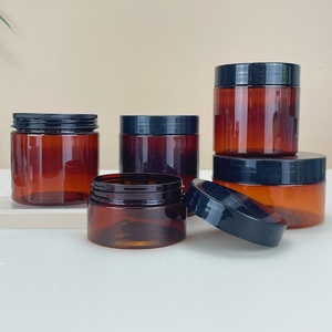 100ml 3.3oz Amber <b>Plastic</b> Cosmetic <b>Jars</b> with Lids for Cream Lotion Powder Ointment Bath Salt Body Butter Refillable Containers - Product Image 5