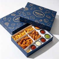 Boîtes en papier kraft recyclables écologiques avec compartiment à sauce, résistantes à la graisse, pour emballages de restauration rapide à emporter, boîte à collation