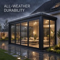 Véranda en verre en alliage d'aluminium haut de gamme, moderne, résidentielle et pour parc, double vitrage trempé, Low-E, étanche, anti-corrosion