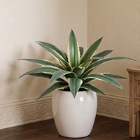 Feuilles d'Agave à toucher réel, 48 cm, tige de fixation renforcée pour aménagement paysager et jardinières