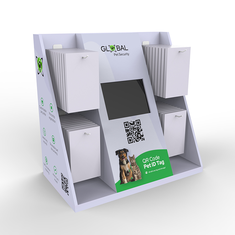 Hot Selling Retail Store Cardboard Display Stand Pet Dog Food Display Stand Paper Display Stand With LCD Screen