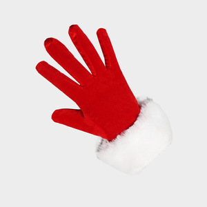 <span class=keywords><strong>Guanti</strong></span> da Babbo Natale in Velluto Rosso con Polsini Pelosi Bianchi per <span class=keywords><strong>Bambina</strong></span>, Accessori per Abbigliamento Natalizio - Product Image 2
