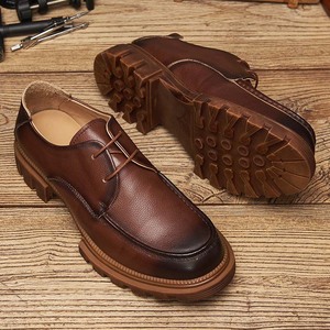 Chaussures en cuir classiques tendance 2022, marron, bout rond, style décontracté - Product Image 3