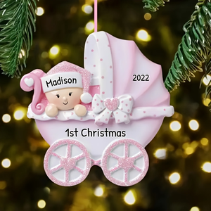 Customized High Quality Baby Carriage Resin <strong>Ornaments</strong> 4-Color Printed New Baby <strong>First</strong> <strong>Christmas</strong> Stroller Cute Hanging <strong>Christmas</strong> - Product Image 1