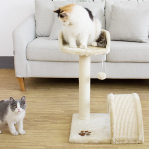 <b>Cat</b> Tree Sisal <b>Scratching</b> <b>Post</b> Beige Gray Large Space Simple Style <b>For</b> <b>Cats</b> All Seasons - Product Image 4