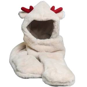 Conjunto de Gorro, Guantes y Bufanda con Diseño de Astas de Reno, 3 Piezas, Cálido para Invierno, Color Beige, Talla Adulto 56-58CM, Fibra de Poliéster - Product Image 5