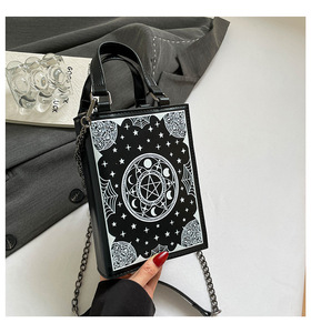 Hot Selling Halloween PU Leather <strong>Small</strong> Square Phone Shoulder Bag Custom Gothic <strong>Black</strong> Style Funny Magic Book Chain <strong>Handbag</strong> - Product Image 5