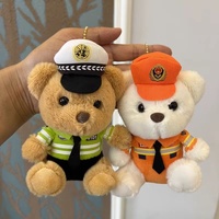 Porte-clés en peluche personnalisé brodé pour agent de police, en matière ultra douce, jouet anti-stress, design uniforme de police
