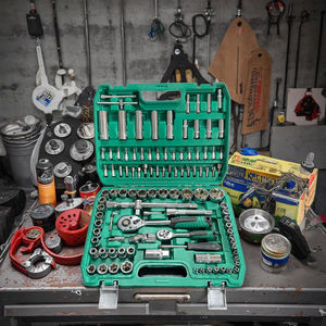 108 Stuks CR-V Mechanica Gereedschapset Ratelsleutel Doppenset Harde Behuizing Metrisch 1/4 1/<span class=keywords><strong>2</strong></span> Stuur Hand Stroombron Thuis Reparatie Oem - Product Image 6