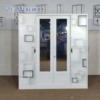 Armoire métallique à 4 portes coulissantes, fabriquée en Chine, armoire en acier imprimé, armoire à vêtements pour chambre à coucher