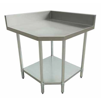 Table de préparation alimentaire d'angle personnalisée en acier inoxydable, plan de travail commercial en métal pour restaurant