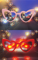 Fête Festival amour lunettes lentilles transparentes effet coeur Diffraction lunettes éclairer El Wire Rave lunettes lueur clignotant