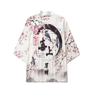 Tiktok Japanische Kimono <span class=keywords><strong>Obi</strong></span> Yukata Haori Blume und Vogel 3D gedruckte Strickjacke für Frauen Herren Japanischer Mantel Traditionelle Kleidung - Product Image 2
