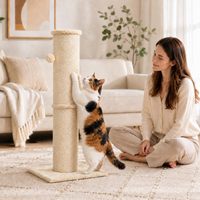 Nouvel arbre à gratter pour chat de 32 pouces de haut, arbre à gratter pour chat en sisal naturel de 5,5 pouces de diamètre, résistant aux griffures et durable