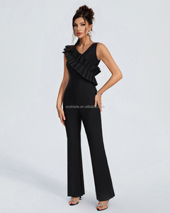 <span class=keywords><strong>Tuta</strong></span> da donna aderente a gamba larga <span class=keywords><strong>nera</strong></span> da donna aderente 2024 con volant <span class=keywords><strong>elegante</strong></span> <span class=keywords><strong>tuta</strong></span> da allenamento da donna - Product Image 2