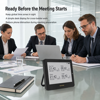Kylendar Mini Horloge mondiale numérique 4,2 pouces avec calendrier de bureau pour les ventes à l'exportation, affichage des appels multi-fuseaux horaires et des heures des réunions de bureau