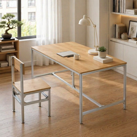 Bureau d'ordinateur rectangulaire moderne en profilé aluminium et bois de bouleau, durable, écologique, facile à assembler, sain