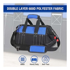 Oxford Tool Bag With Multiple Pockets Durable Portable Storage Blue And Black Simple Style For Work Use - Product Image 2