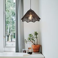 Lampe suspendue à brancher avec cordon enfichable Lampe suspendue en rotin Lampe à panier tissée Plafonnier industriel à brancher