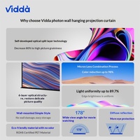 Pantalla Eléctrica de Pared Vidda PS100 de 100 Pulgadas 16:9 con Borde Antirrollos, Control Remoto, Proyector Láser Tricolor PET