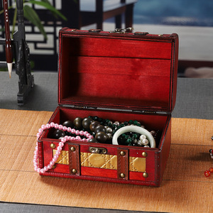 Retro Wooden Jewelry <b>Box</b> With <b>Lock</b> 6272A Flip Cover Storage For Cosmetics And Accessories - Product Image 3