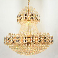 Lustre moderne traditionnel doré lumière luxe K9 cristal personnalisable villa escalier creux suspension lampe