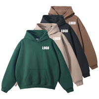 Hoodie Fleece Tebal Berkualitas Tinggi 350GSM, Bernapas, Label Cetak Kustom, Kantong Samping, Unisex, Grosir