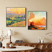 Peinture murale moderne de nature morte, toile horizontale, décoration coucher de soleil, peinture abstraite