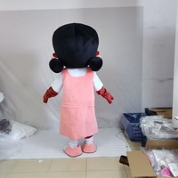 Mascotte humaine personnalisée, personnage de dessin animé, film, mascotte avec visage brun foncé pour fille, costumes de mascotte pour adulte