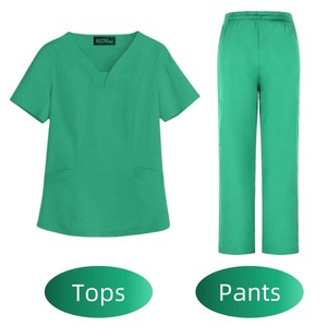 Surgical <b>Scrub</b> Sets Unisex Split Top And Bottom Moisture Wicking Hospital Uniforms For Doctors Nurses Beauty Salon Dental Work - Product Image 3