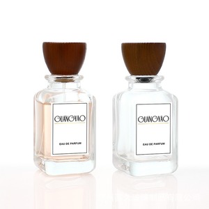 <b>50ml</b> Card Buckle Square Bottom <b>Bottle</b> Sub-<b>Bottle</b> Transparent Glass <b>Bottle</b> with Round Wooden Cap and Tapered Wooden Cap - Product Image 2