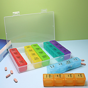 Wholesale Modern 4-Cell 7-Day Portable Medicine <b>Box</b> <b>Large</b>-Capacity 28-Cell Transparent Moisture-Proof Sub-<b>Packing</b> Multi-Cell - Product Image 4
