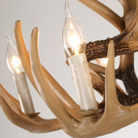 Lustre en résine de bois de cerf, design artistique rétro, lampe suspendue à 2 niveaux, éclairage pour salon et décoration de restaurant de villa