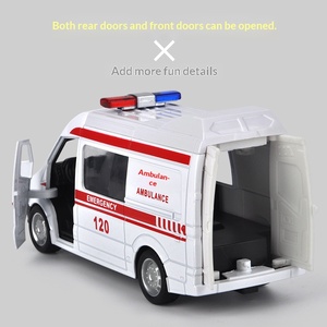 Voiture jouet anti-chute en alliage, modèle ambulance, à rétrofriction, portes avant ouvrables, mini véhicule médical d'urgence pour enfants, collection de jeux - Product Image 6