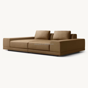 Sofá Cama Sassanid OEM, Nuevo Diseño Italiano Posmoderno de Lujo, Hecho a Mano, en Tela Cortono Color Caramelo Quemado, para Sala de Estar - Product Image 4