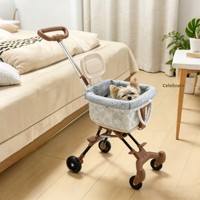 Poussette pour animaux de compagnie (chiens et chats) à quatre roues, légère, pliable, bidirectionnelle, sans installation