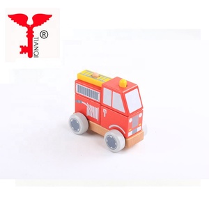 Rojo fuego del coche del motor de los niños bloques juego de bloques de madera de juguete - Product Image 4